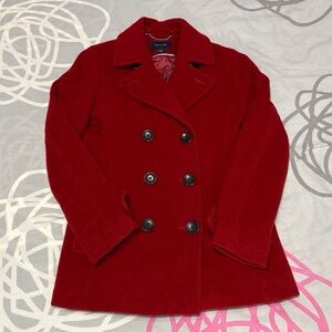 Lands’ End Red Peacoat
